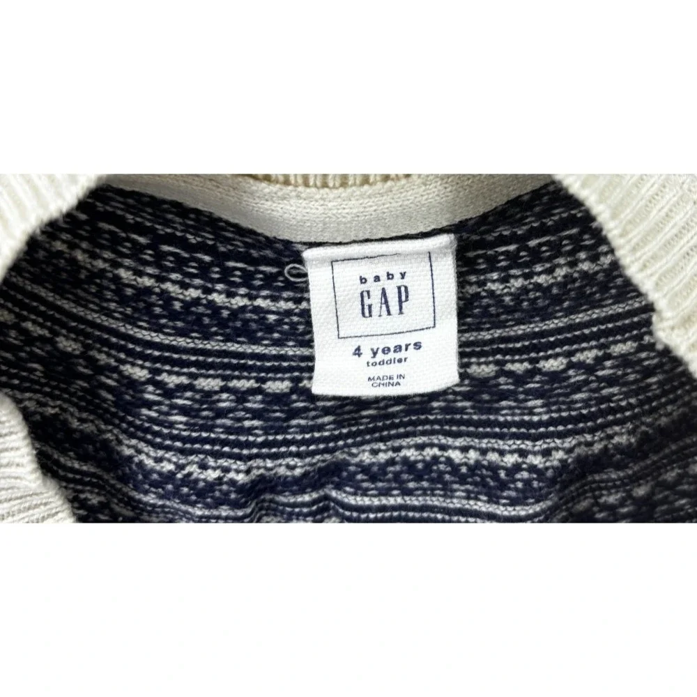 BabyGap Girls Sweater Dress Fair Isle Long Sleeve Navy Cream Tulle Skirt 4 Years